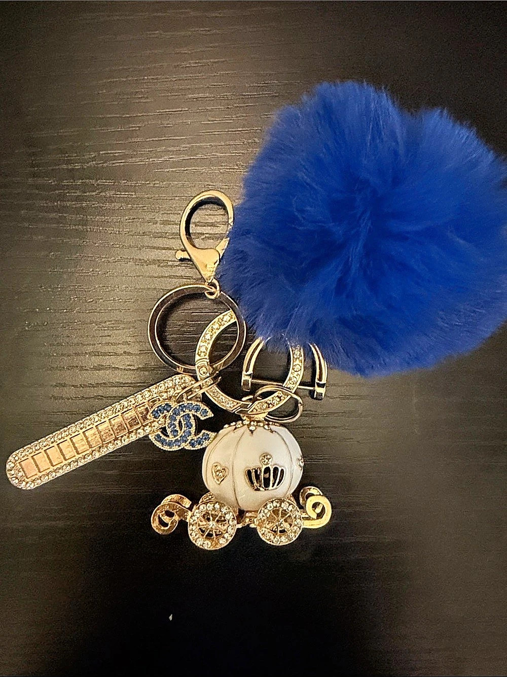 Inspired Carriage Blue Pom-Pom Keychain
